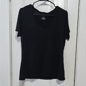 Apt. 9 Essentials Black V-Neck Short Sleeve Top Large